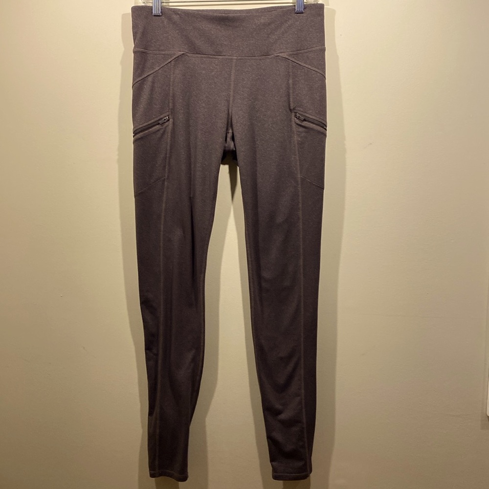 Athleta (LT), brown leggings w/ zippered pockets